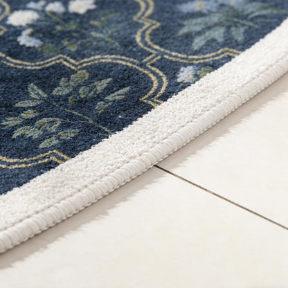 gdmgdr Spring Floral Bathroom Rug 32" x 20" Wild Flowers Bathroom Mat Boho Floral Bath Rug (Oval, Blue)