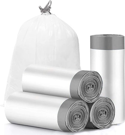 CHARMOUNT Drawstring 4 Gallon Trash Bags, Small Garbage Bags, Unscented Trash