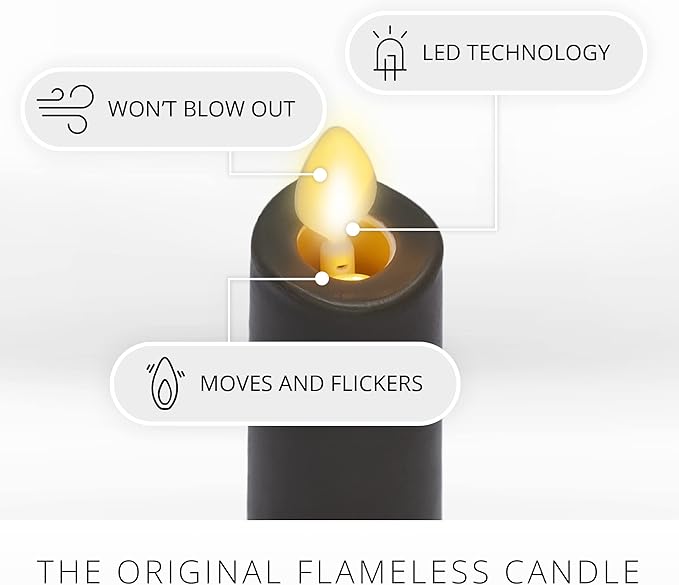 Luminara - Flameless Battery Operated Taper Candle - Stone Grey - Pack of 1-1x9.5 - LED Flickering Flame - Realistic Safe for Home Kids and Pets