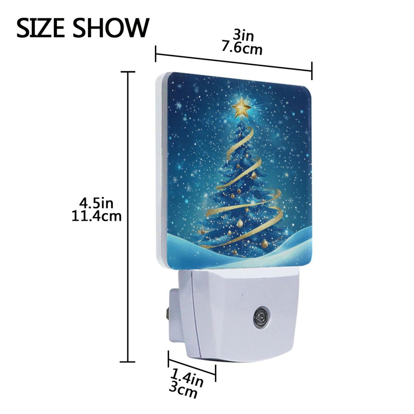 Aslsiy Night Light for Kids Blue Snow Christmas Tree Plug in Wall Lamp LED Dusk to Dawn Sensor Energy Saving Nightlight for Boys Girls Men Women
