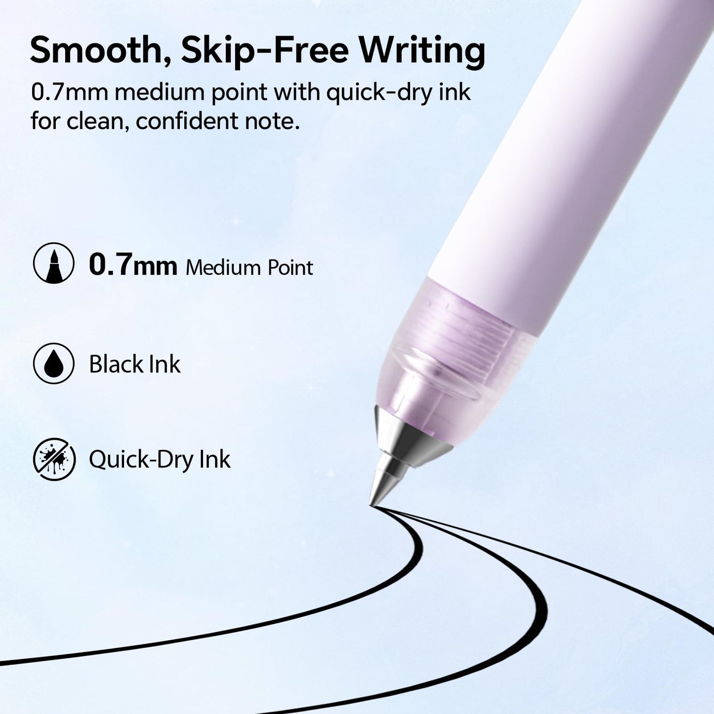 WRITECH Morph Extendable Gel Pens: 0.7mm Medium Point Black Ink Pocket-to-Full-Size Design Translucent Soft Grip Barrel Includes 2 Pens and 2 Refills Dual-Length Pocket Pen 4.6" to 6.1"