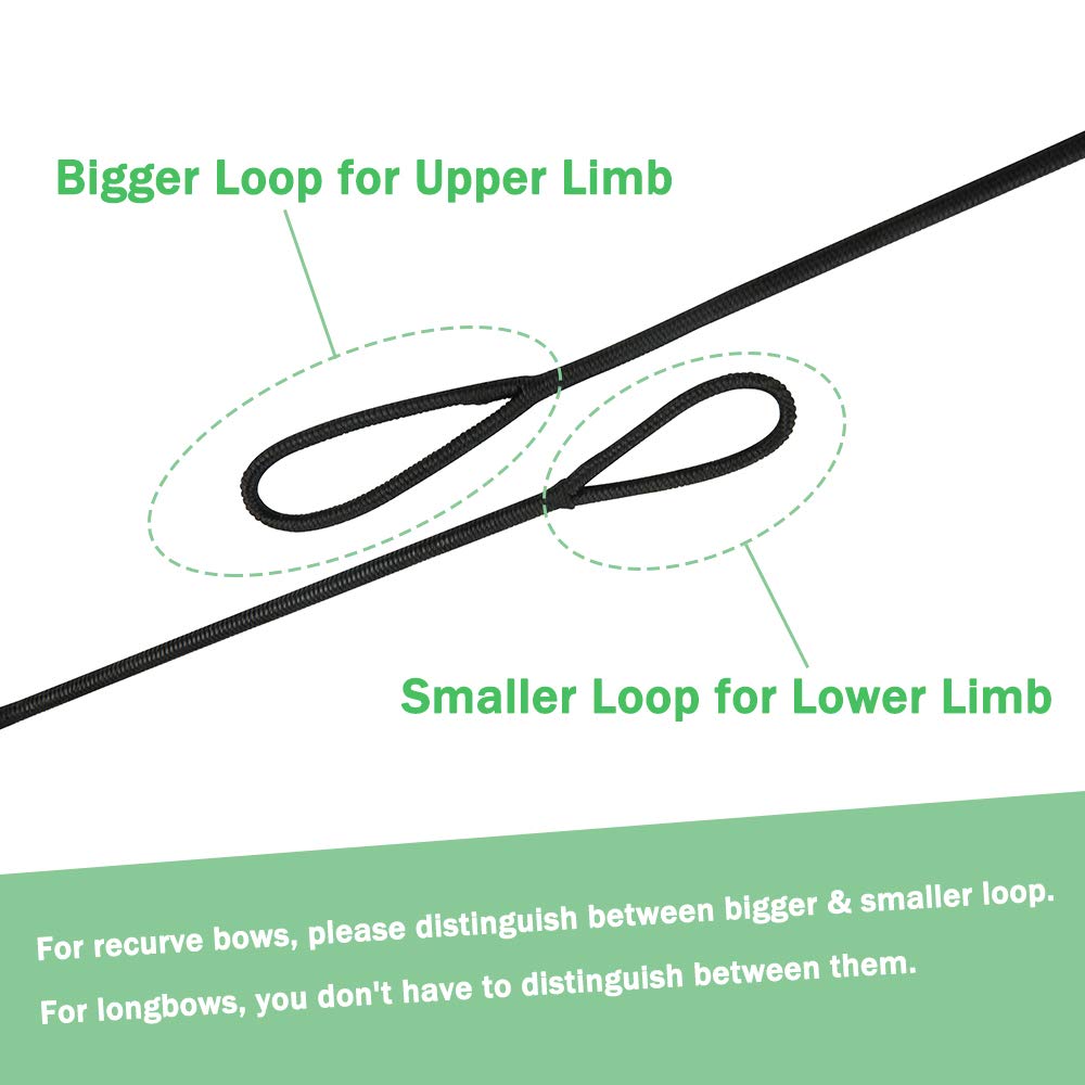 Deerseeker Archery Bow String Replacement with Finger Protector & 2 Nock Points Dacron Bowstring 12, 14, 16 Strands Bow Accessories for Recurve Bow Traditional Longbow （16-AMO 60"）
