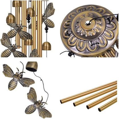 Bronze Bee Wind Chimes Decor, Mobile Blessing Wind Bells Decorate, Sympathy Wind Catcher, Memorial Gifts for Mom,Grandma,Woman (Housewarming/Outside/Indoor/Home/Room/Porch/Yard/Garden Decoration)