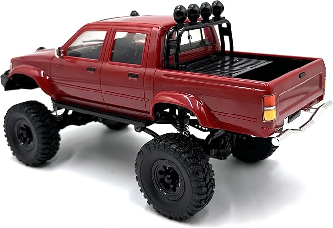 RC Rock Crawler WPL C64-1 RC Truck 1:16 Scale 2.4GHz Remote Control Truck 4WD All Terrain Off-Road RC Crawler with LED Lights and 2 Rechargeble Batteries for Adults (Red)