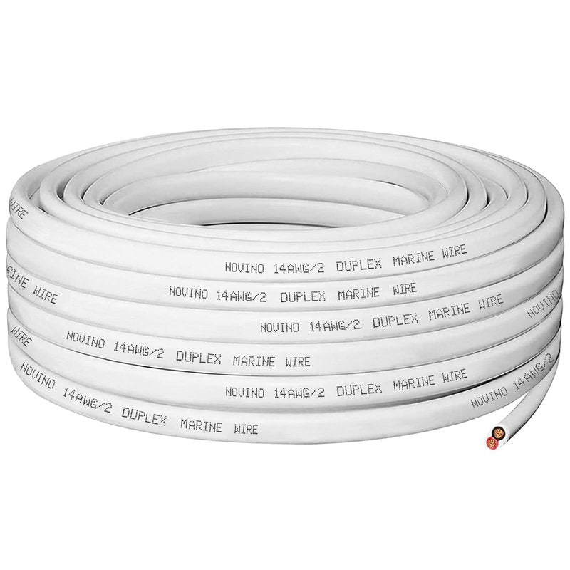 14 Gauge Marine Wire 14 AWG Duplex Marine Grade Wire,200ft Tinned Copper Oxygen-Free Insulated Red& Black Electrical Cable for Boat/Automotive/RV/Camper/Trailer