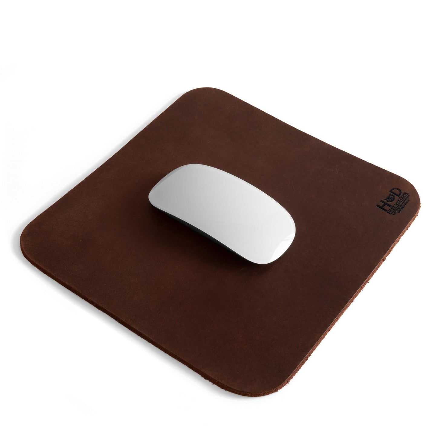 Hide & Drink Genuine Leather Mouse Pad, Anti Slip Leather Mousepad for Gaming, for Apple Magic Mouse & PC, Ergonomic Non Slip Base, Brown & Black Large Mat Pads for Desk, Computer Mousepads for Men