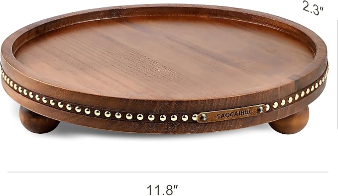 Decor Decorative Round Tray 11.81in for Home Decor for Coffee Table Farmhouse Kitchen Table Living Room Bathroom Centerpiece Tray Decor