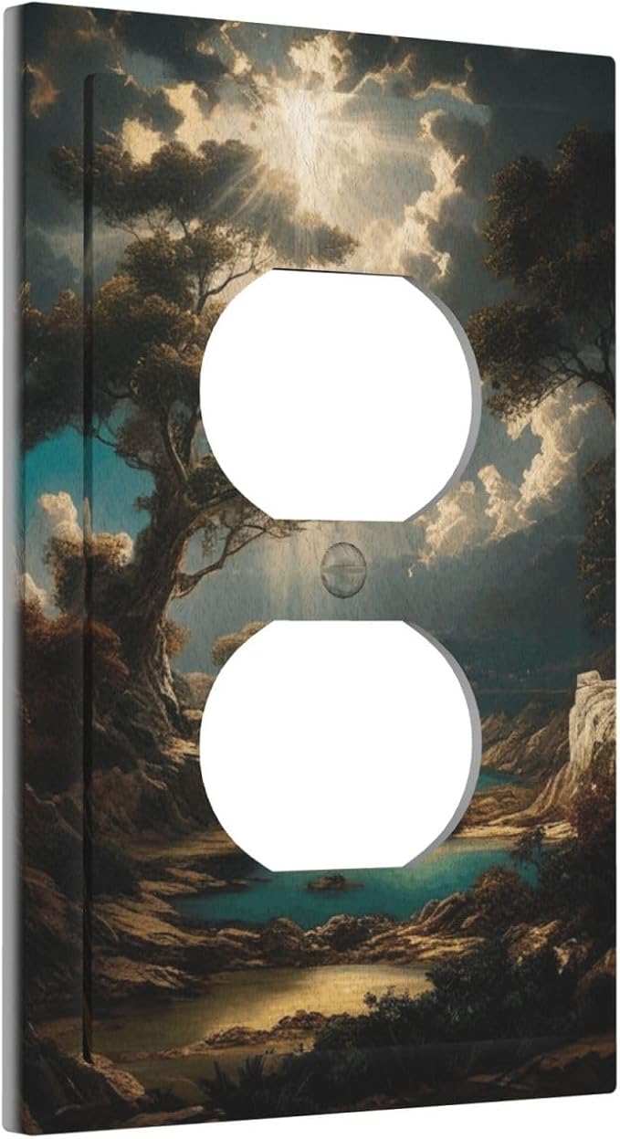 Decorative Art Light Switch Covers Sunburst Over the Wilderness 1 Gang Single Duplex Outlet Wall Plate Switchplate Electrical Faceplate for Home Decor
