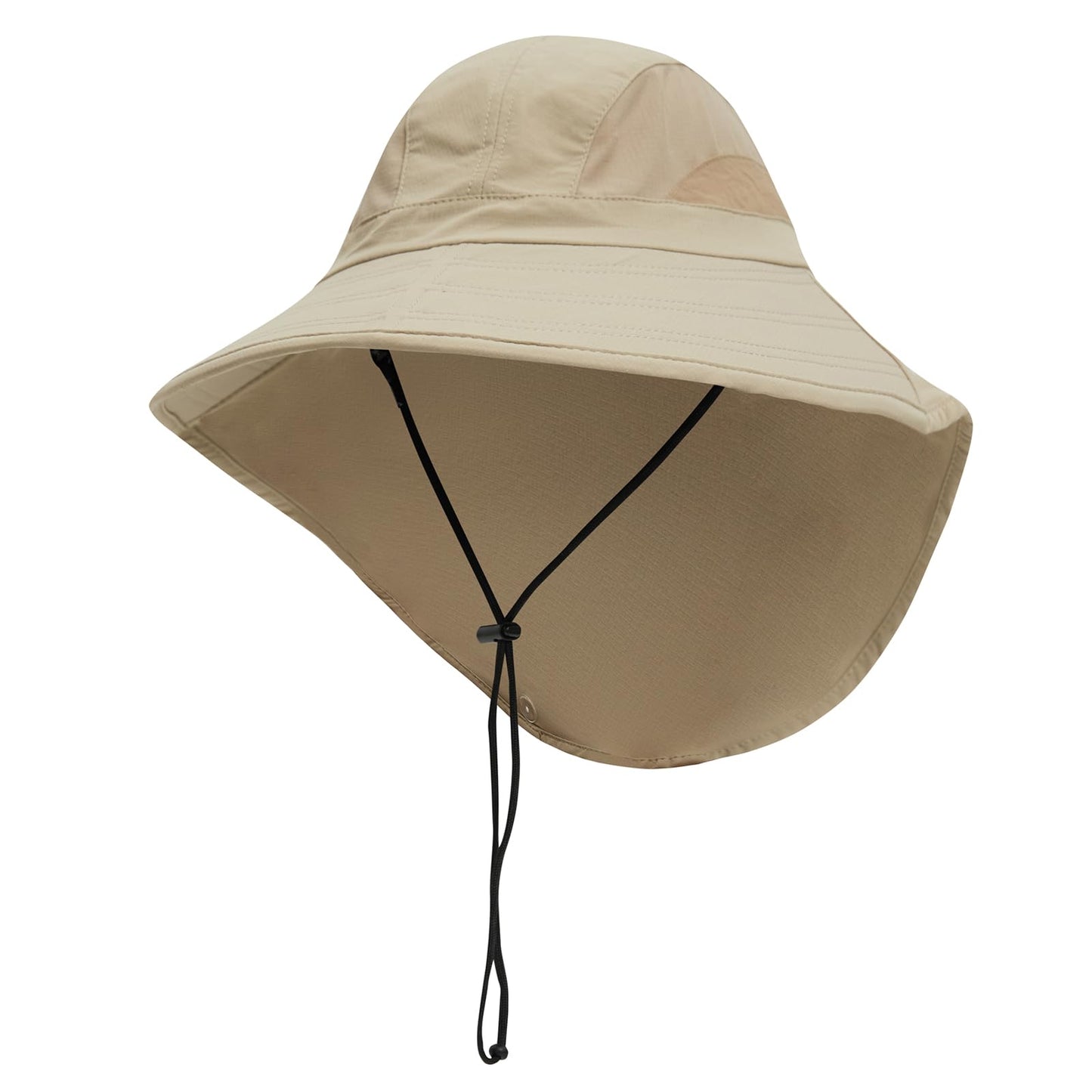 HEARTSING Sun Hat Outdoor with Large-Area Neck Flap, UV Protection Quick-Dry Breathable Fishing Hat for Hiking Garden Khaki