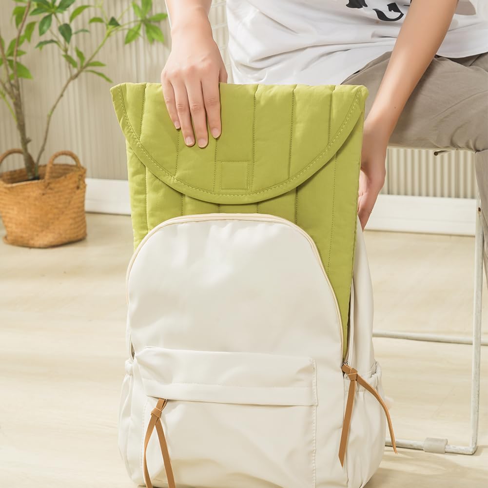 Linpr Puffy Laptop Sleeve 11-12 Inch Green, Protective Carrying Case for Men and Women, Cute Case Bag Compatible with 11 and 12 Inch Laptops, 10.9" Ipad 10, 10.2" Ipad 7 8 9 in Cover