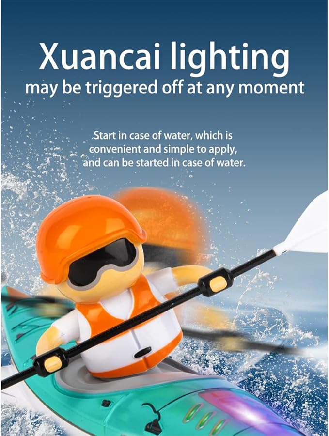 RC Kayak Boat 2.4G Realistic RC Racing Paddling Boat with LED Lights Unique Anti-Capsize Design &amp Long Battery Life for Pools Lake Bathtub Outdoor Water Gift for Adults (RTR Version)