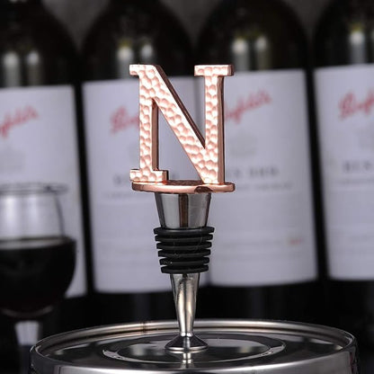 Miicol Wine Stopper, Prosecco Topper, Personalised Champagne Stopper, Rose Gold Wine Bottle Accessories, Wine Lovers Gift, Monogram Gift, Letter N