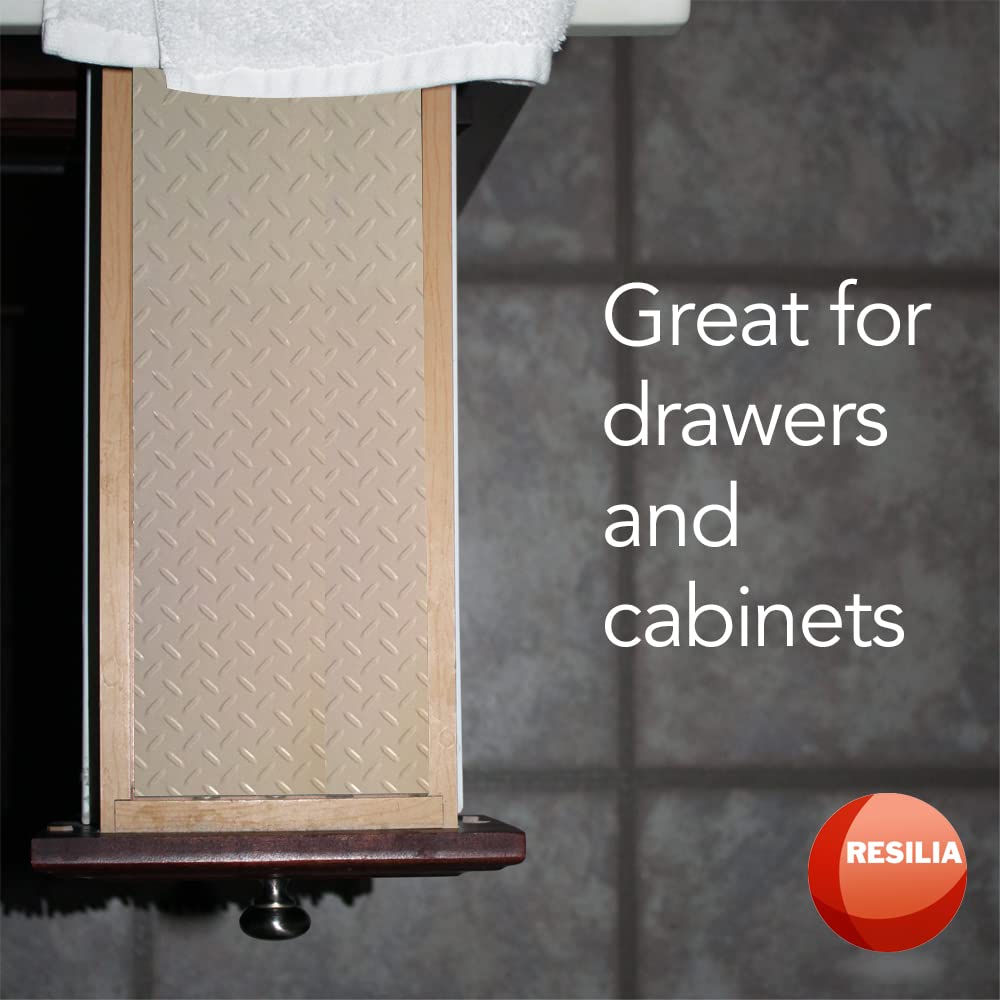 RESILIA Premium Under The Sink Mat- Large Universal Size, Cut to Fit Cabinets, Shelf & Drawer Liners, Thick Plastic Diamond Plate Surface, 24 x 48 inches, Beige/Tan, Made in The USA