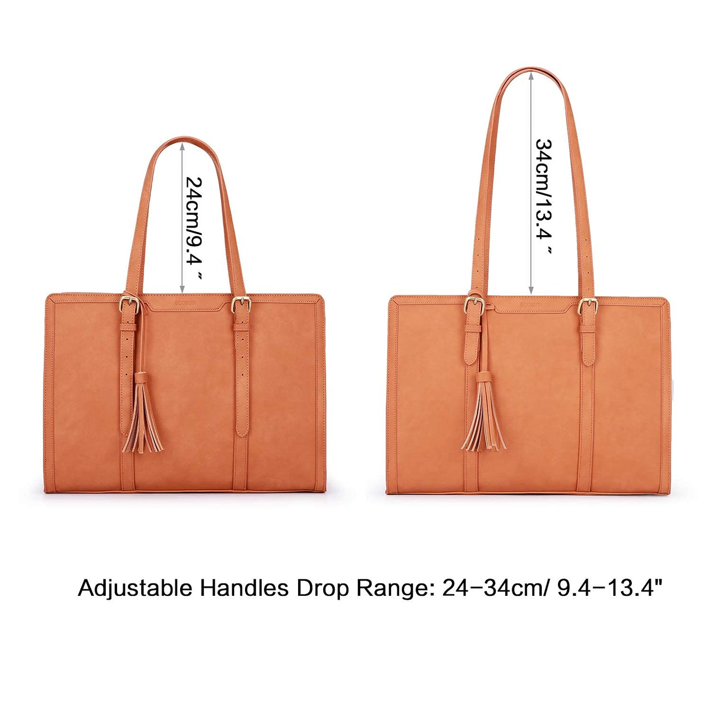 ECOSUSI Laptop Bag For Women 15.6 Inch Work Tote Bags PU Leather Computer Purse For Business Office With 3 Layer Compartments