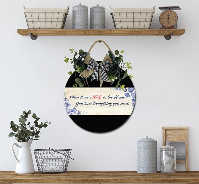 You Have Everything Front Door Sign Funny Wreaths Hanging Wooden Plaque Decoration Round Rustic Wood Farmhouse Porch Decor for Home Front Door Decor, 12 x 12 Inch