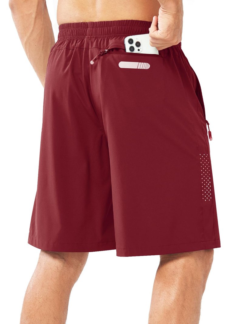 NORTHYARD Men's Athletic Running Shorts Gym Workout 7"/9"/5" Quick Dry Lightweight Sports Basketball Tennis 3 Zipper Pockets WINERED-9inch L