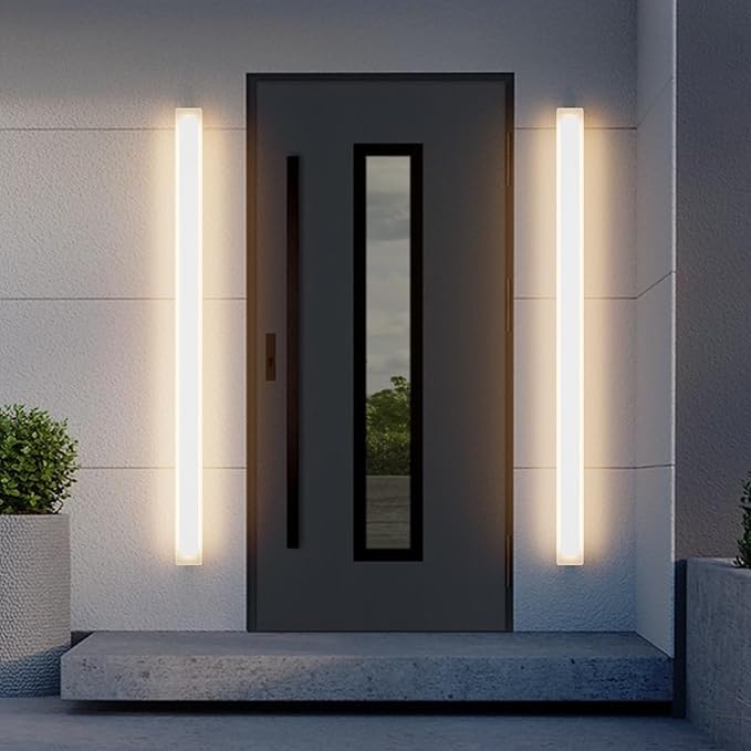 59In Long Outdoor LED Wall Light,Modern Outdoor Wall Light IP65 Waterproof 3000K for Courtyard(White)