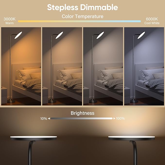 RGB Floor Lamp, 36W Bright LED Standing Lamp, Stepless Dimming Color Changing Torchiere Floor Lamps with Remote, 350°Rotating Modern Tall Floor Lamp for Living Room, Gaming Room