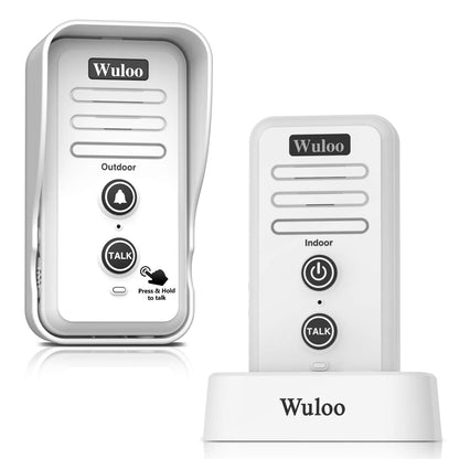 Wireless Intercom Doorbells for Home Classroom, Wuloo Waterproof Electronic Doorbell Chime with 2640 Feet Range 3 Volume Levels Rechargeable Battery (1&1-Black)