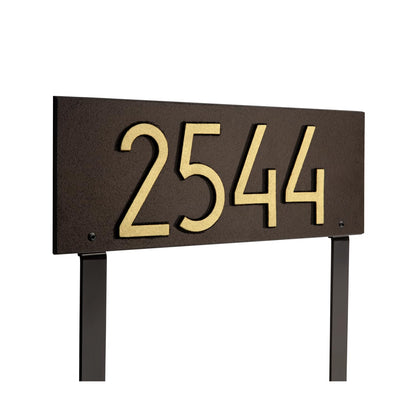 Whitehall Personalized Cast Metal Lawn Mounted Address Sign - The Mid-Century Modern Rectangle Plaque. Made in the USA. Display your address Custom house number sign.