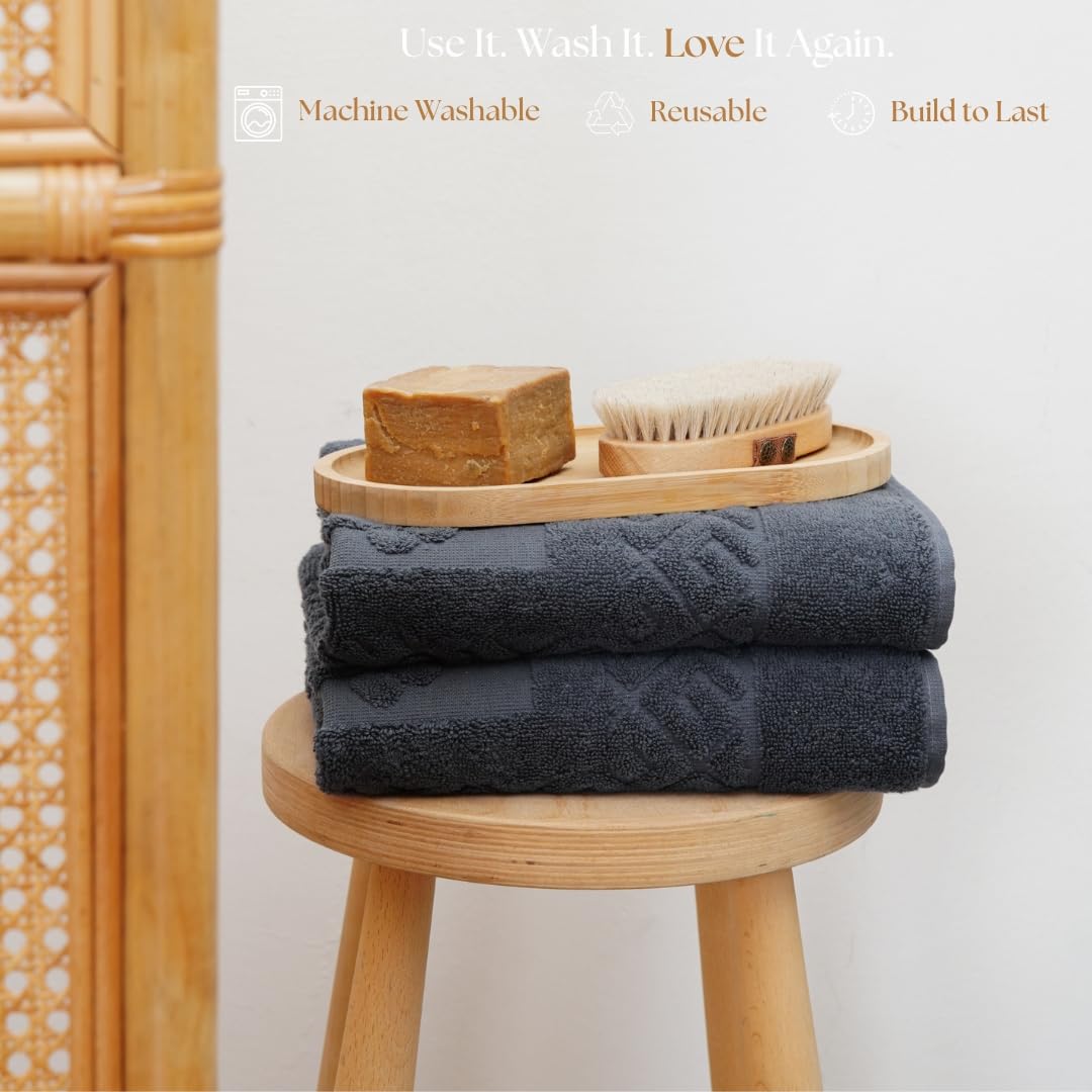 Marmaris Co. 100% Turkish Cotton Bathroom Floor Towel, 2 Pack, Soft Bath Mat Towel, Quick-Drying, Machine Washable, Absorbent, Hotel & Spa Quality, 20x27.5 (2, Grey)