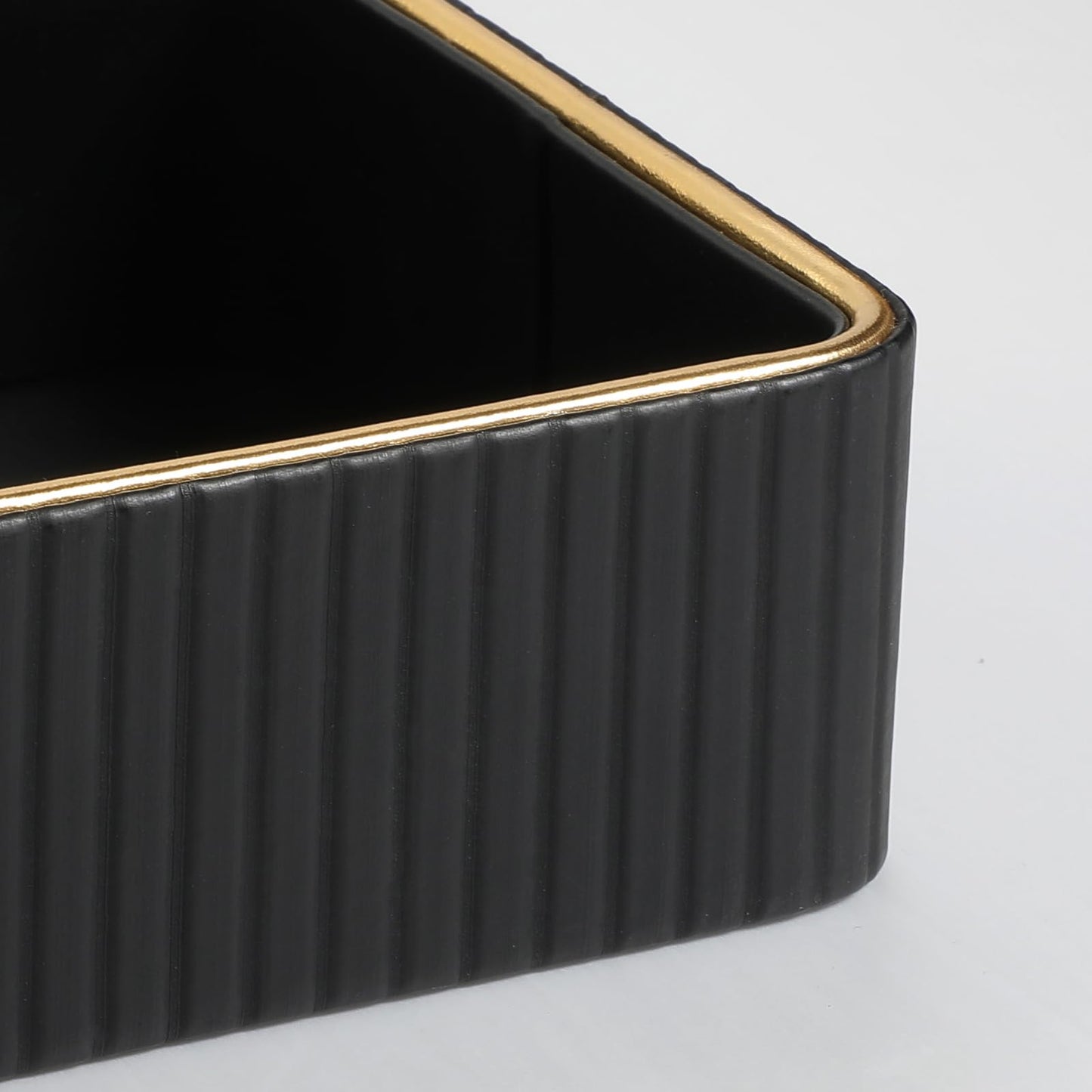 MEIBOOCH Desk Organizer Tray, PU Leather Nightstand Organizer Perfume Valet Tray for Men Women, Decorative Vanity Trays Trinket Dish Key Bowl for Entryway Table (Black, Small)