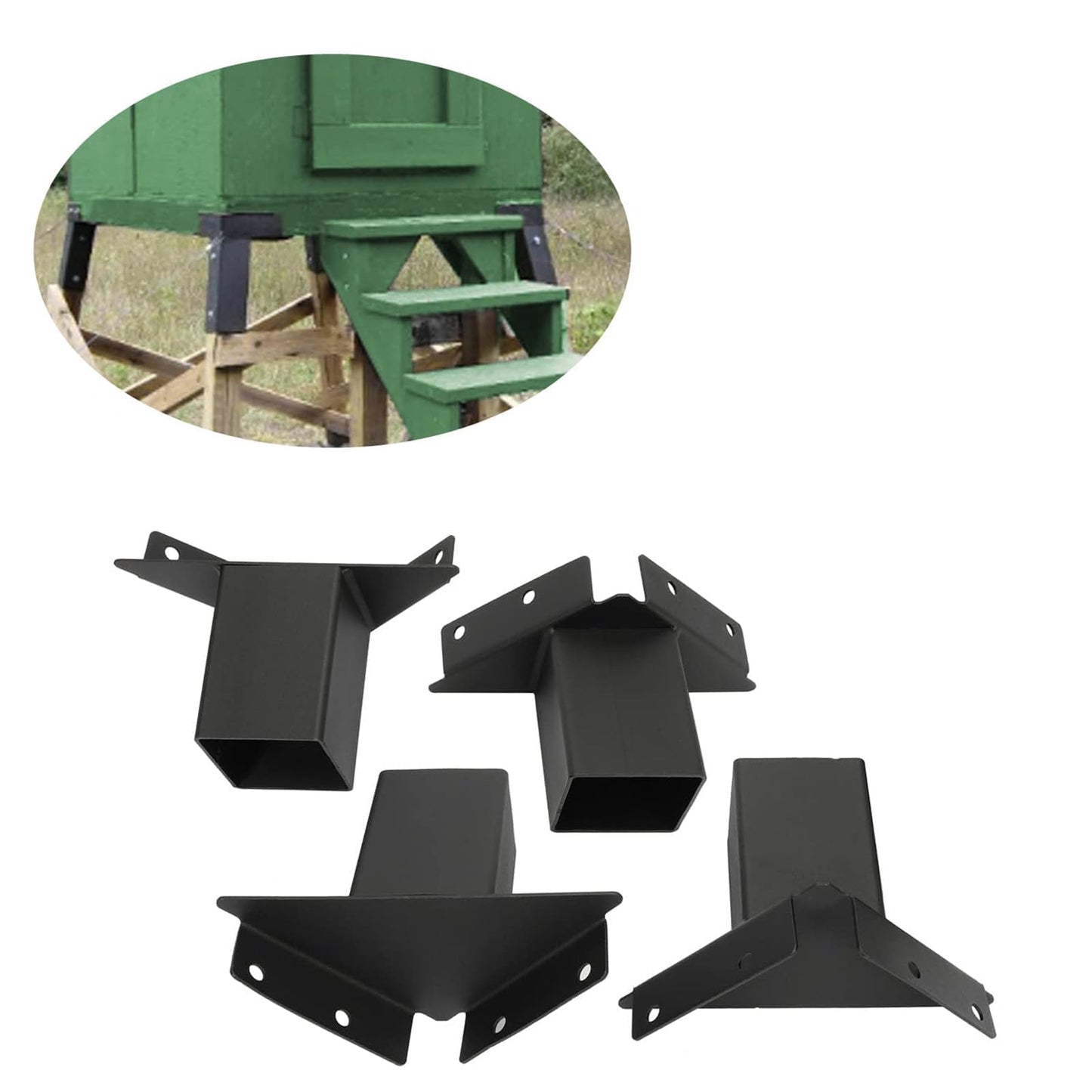 ECOTRIC Deer Stand Brackets 4x4 Deer Blind Brackets, 4Pcs Compound Angle
