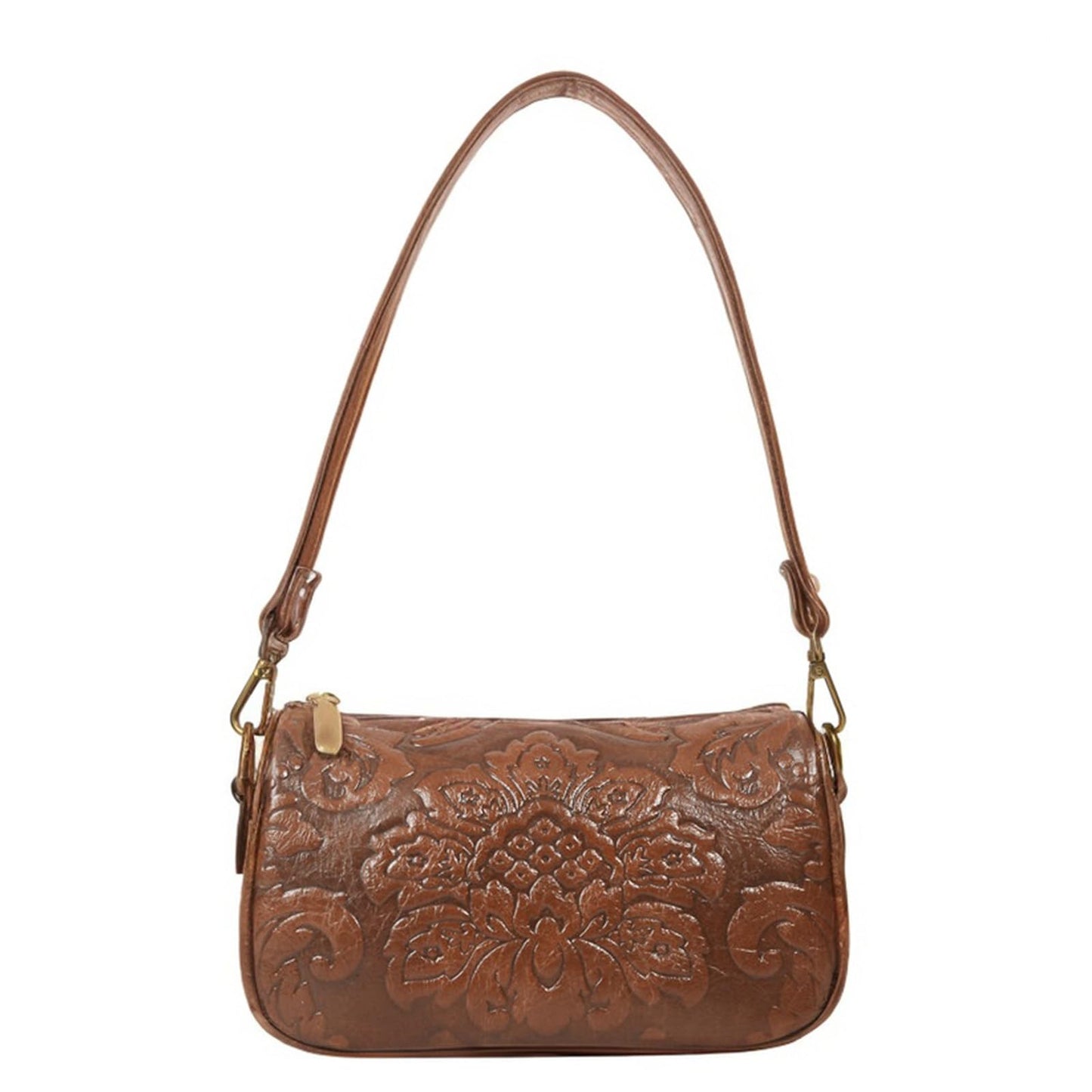 KJDFHNB Small Western Crossbody Bag for Women Trendy Wide Strap Shoulder Bags Design Floral Shoulder Cluth Purse Bag and Handbag (brown)
