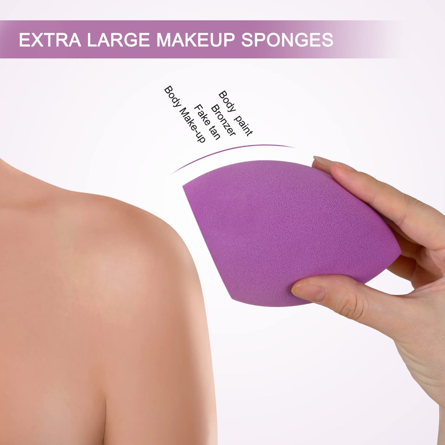 XL EXTRA LARGE Make Up Beauty Sponges Blender-Product contains: 1x Small(8cm) 1xExtra Large(11cm) and 2 Sponge Holder-for Face Body, Blush Cream, Liquid Foundation Powder Application, Ivory