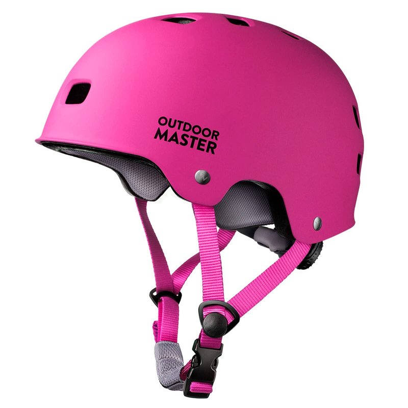 OutdoorMaster Skateboard Cycling Helmet - Two Removable Liners Ventilation Multi-Sport Scooter Roller Skate Inline Skating for Kids, Youth & Adults - S - Pink