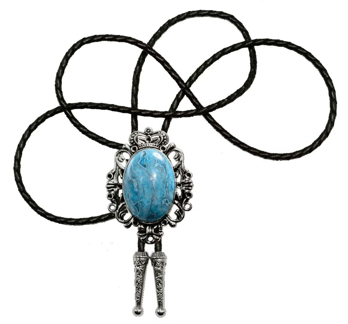 GURANSE Natural Tiger Eyes Stone Bolo tie With Art Flower Wreath Cowboy Western Style Necktie