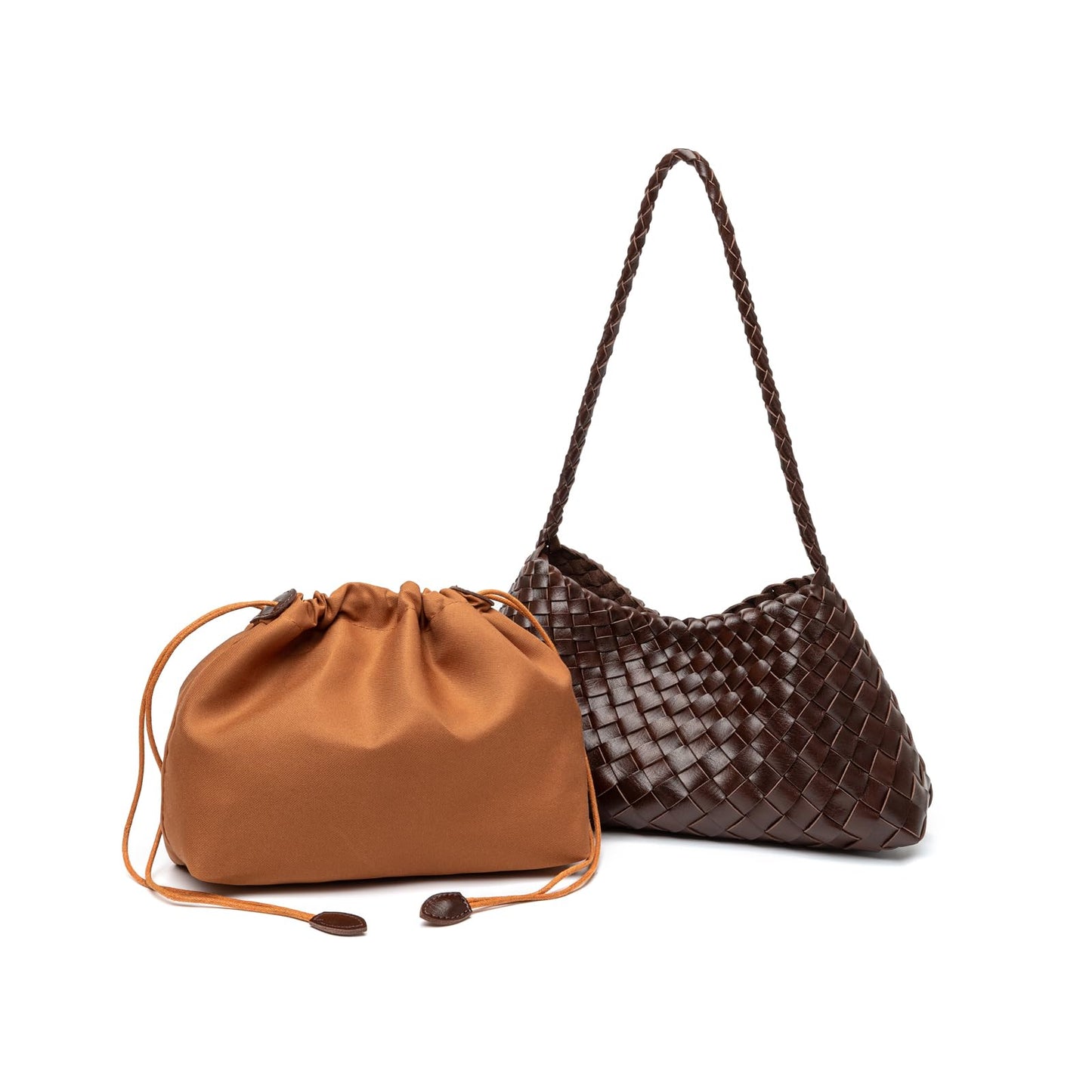 Woven Underarm Shoulder Bag For Women Trendy Small Handbag Ladies Purse Hobo Bag (Coffee)