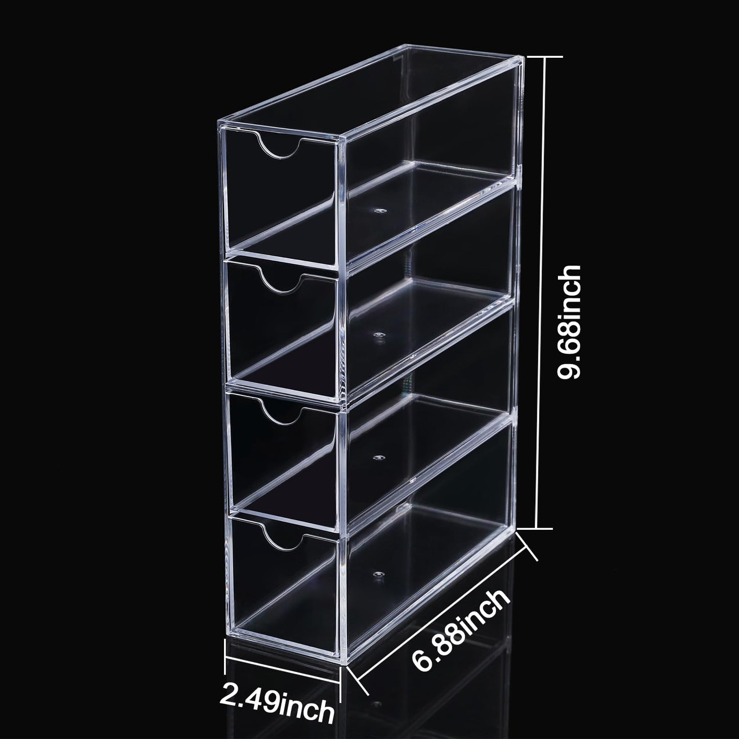 MOTDWKYD Acrylic Stackable Drawer Organizer with 4 Clear Drawers for Bathroom & Vanity Makeup Storage