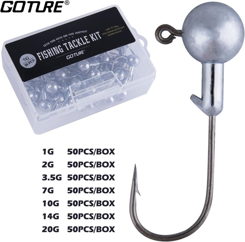 Goture Round Jig Head - Premium Jig Hooks for Freshwater & Saltwater Fishing | Ideal for Trout, Bass & Crappie
