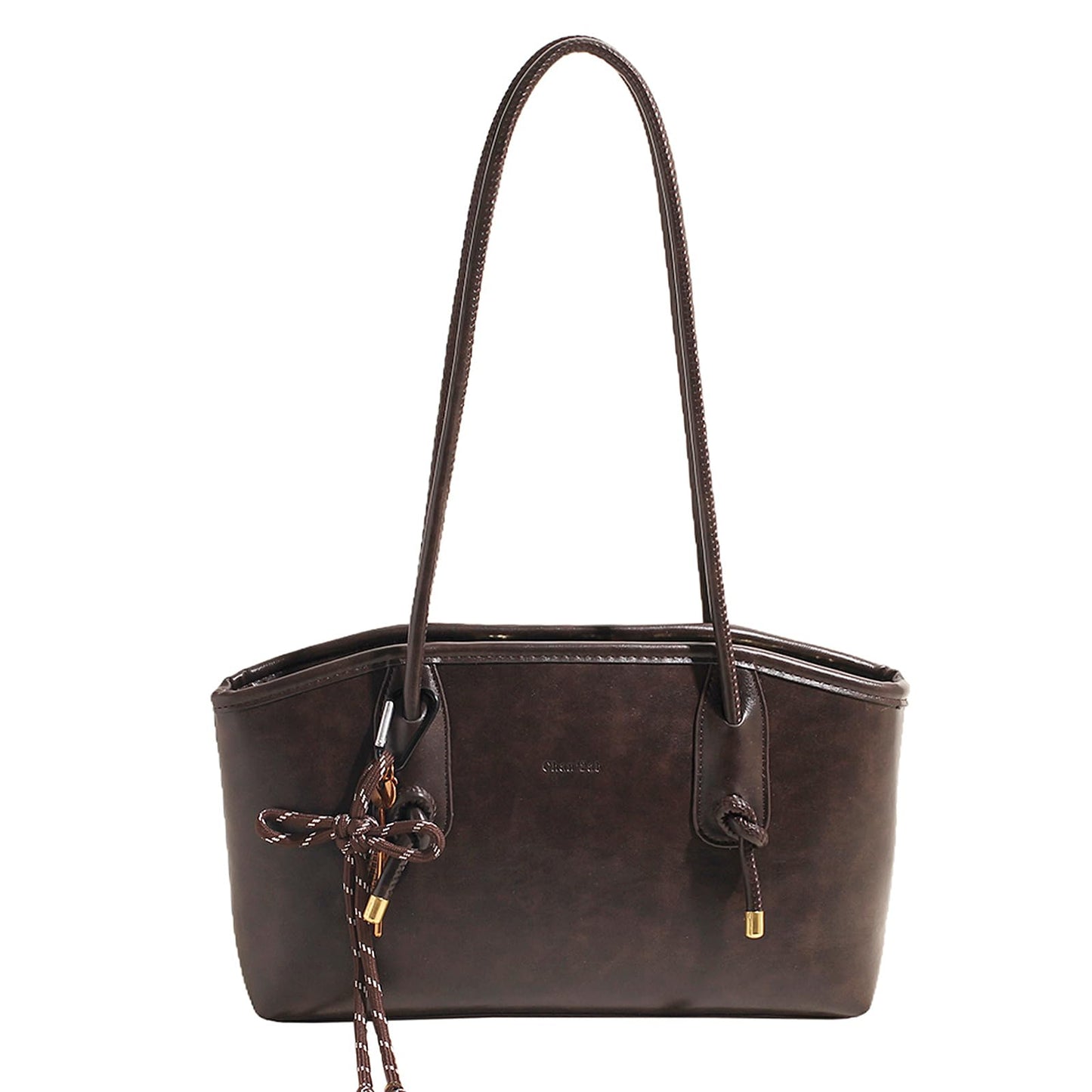Vintage Shoulder Bags for Women Brown Purse Fall Hobo Handbag Faux Leather Shoulder Purse with Cute Pendant