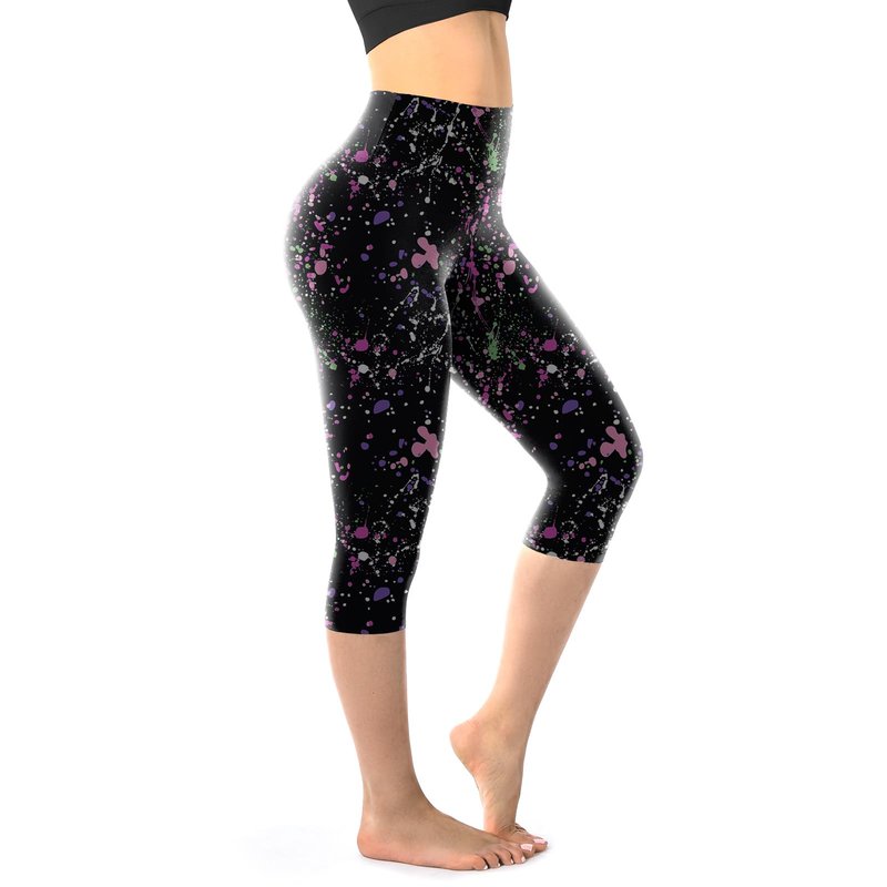 Walifrey Leggings for Women, High Waisted Buttery Soft Womens Leggings for Gym Yoga Workout (Capri Ink Splash Pattern XXL)