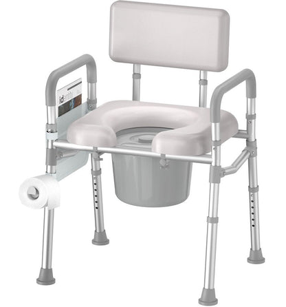soundfuse Bedside Commode Toilet, Padded Seat and Backrest, Aluminum Frame