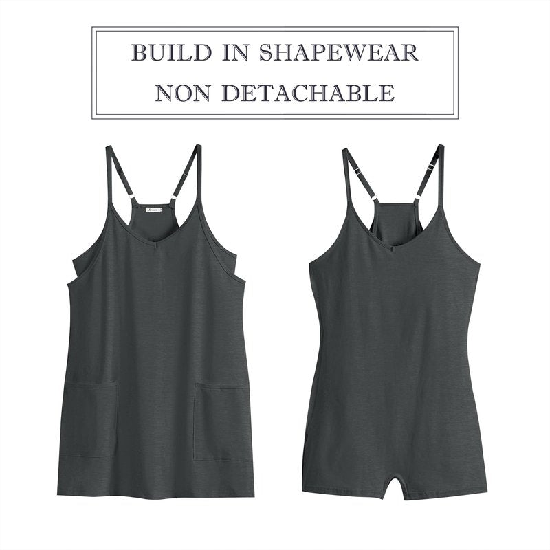 ANRABESS Women Athletic Dress Summer Tennis Workout Active Sports Mini Romper Dress Built in Shorts Travel Vacation Clothes Deep Gray XX-Large