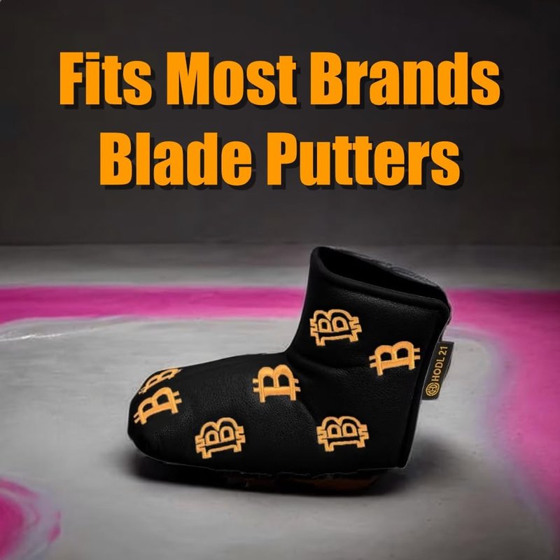 Bitcoin Golf Putter Cover for Blade Putters - Golf Headcovers for Club Protection - HODL 21 Golf Accessories (Black)