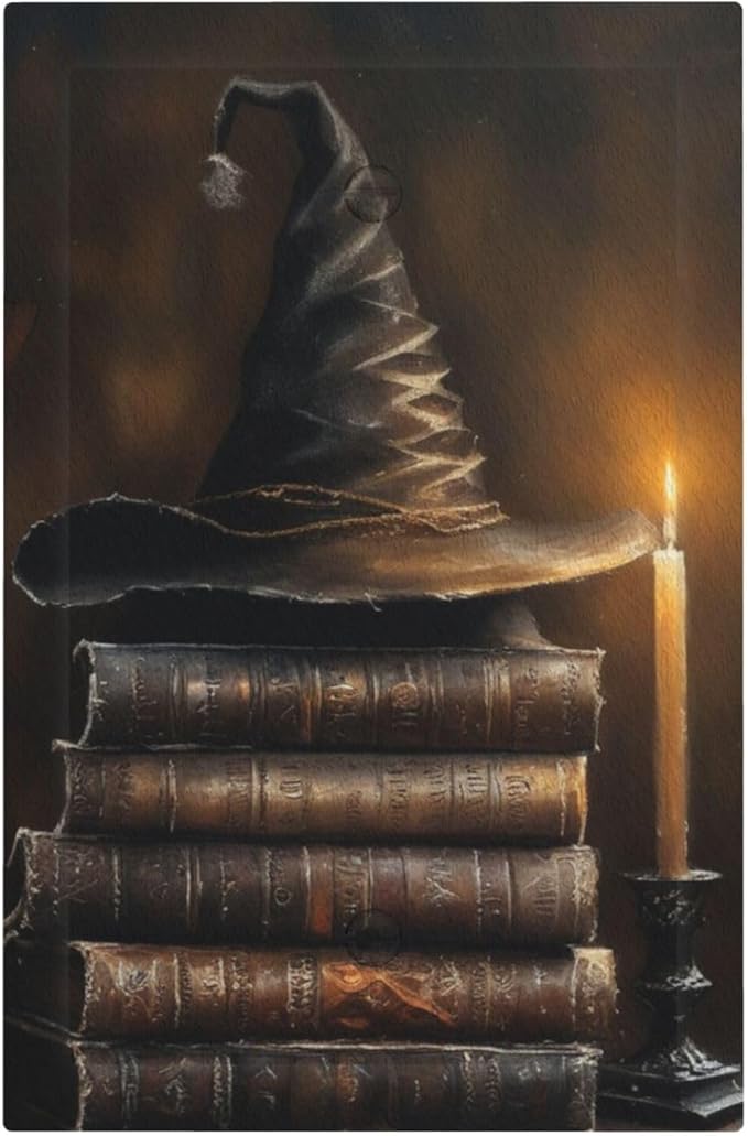 Decorative Art Light Switch Covers Wizard’s Hat & Spellbooks 1 Gang No Device Blank Switchplate Electrical Faceplate for Home Decor