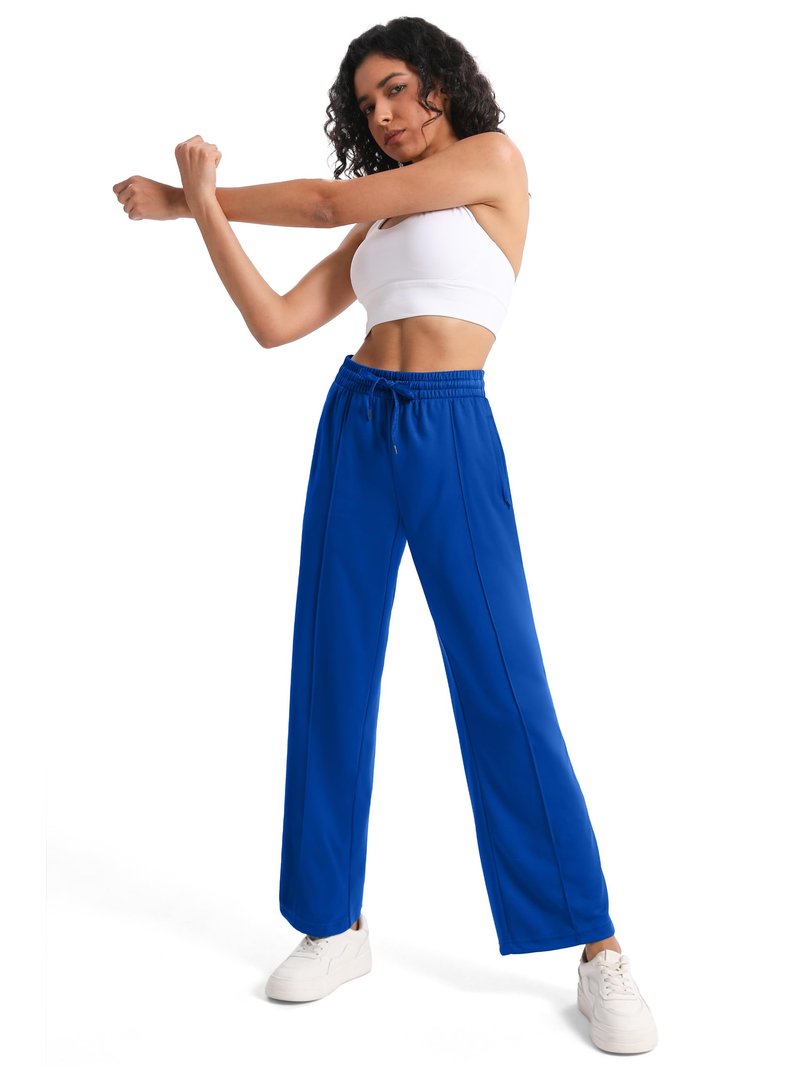 Tapata Women's 30" Inseam Active Track Pants Striped Loose Fit Running Sporty Bottoms Travel Athletic Jogging, Blue, M