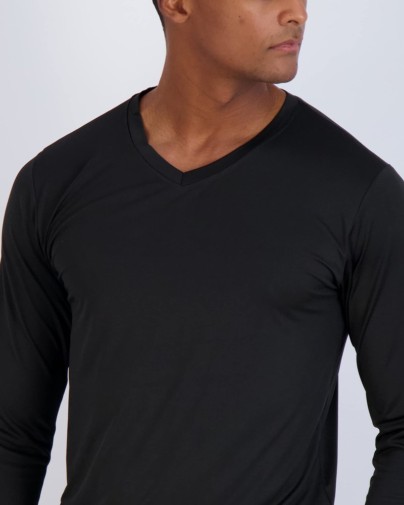 Real Essentials 4 Pack: Men's Dry Fit Long Sleeve V-Neck Active T-Shirt - Athletic Outdoor UPF 50+ - Set 7,XXL