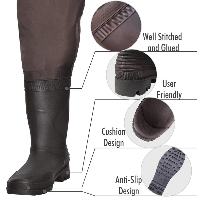 OXYVAN Chest Waders with Boots for Men & Women, Nylon/PVC Lightweight Fishing Wader with Boots Hanger