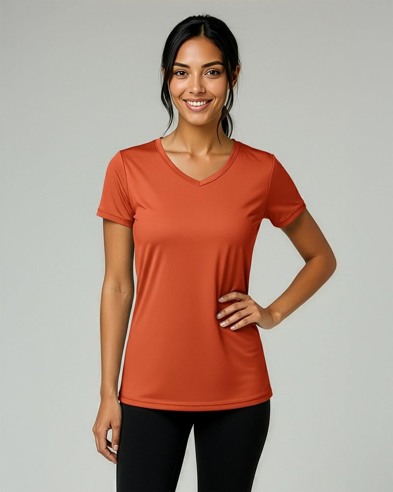 Real Essentials 5 Pack: Women's Dry-Fit Short Sleeve V Neck T Shirt Workout Fitness Yoga Top Tee, Set 12, XS
