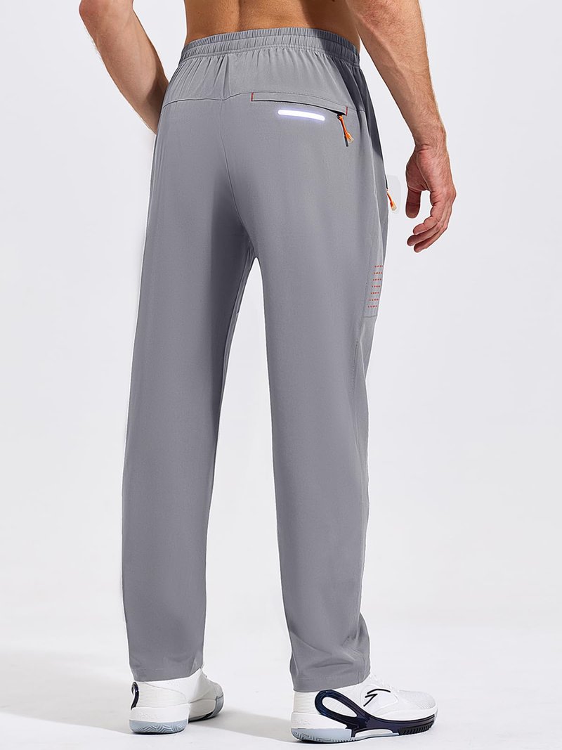 ZENGVEE Sweatpants for Men Athletic with Zipper Pockets Workout Sweat Pants Lightweight for Jogging Gym Running Track Exercise Moisture Wicking Training Lounge Open Bottom 3039 LightGray L