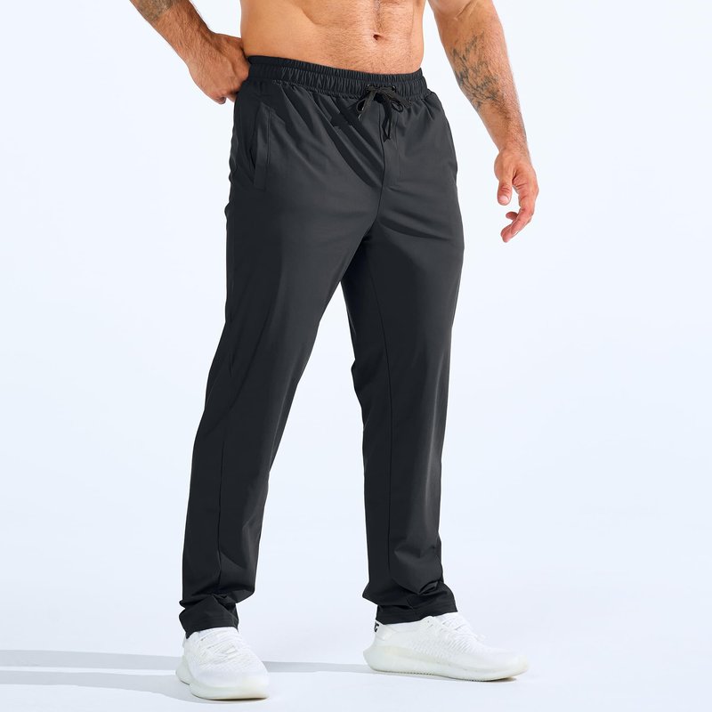 BROKIG Mens LightArmor Workout Sweatpants with Zip Pocket, UPF 50+ Stretch Gym Joggers Men Sweat Pants for Athletic(Medium,Black)