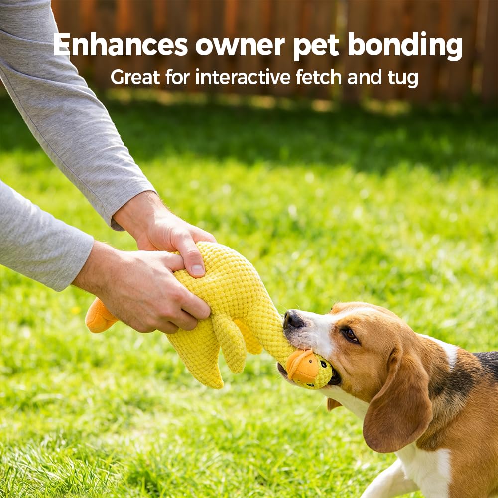 Mellow Calming Duck Dog Toy, 2026 New Durable Plush Chew Toy with Quack Sound for Dogs Teeth,Stuffed Interactive Toys for Indoor Puppies and Senior Pups (B-Yellow, Medium)