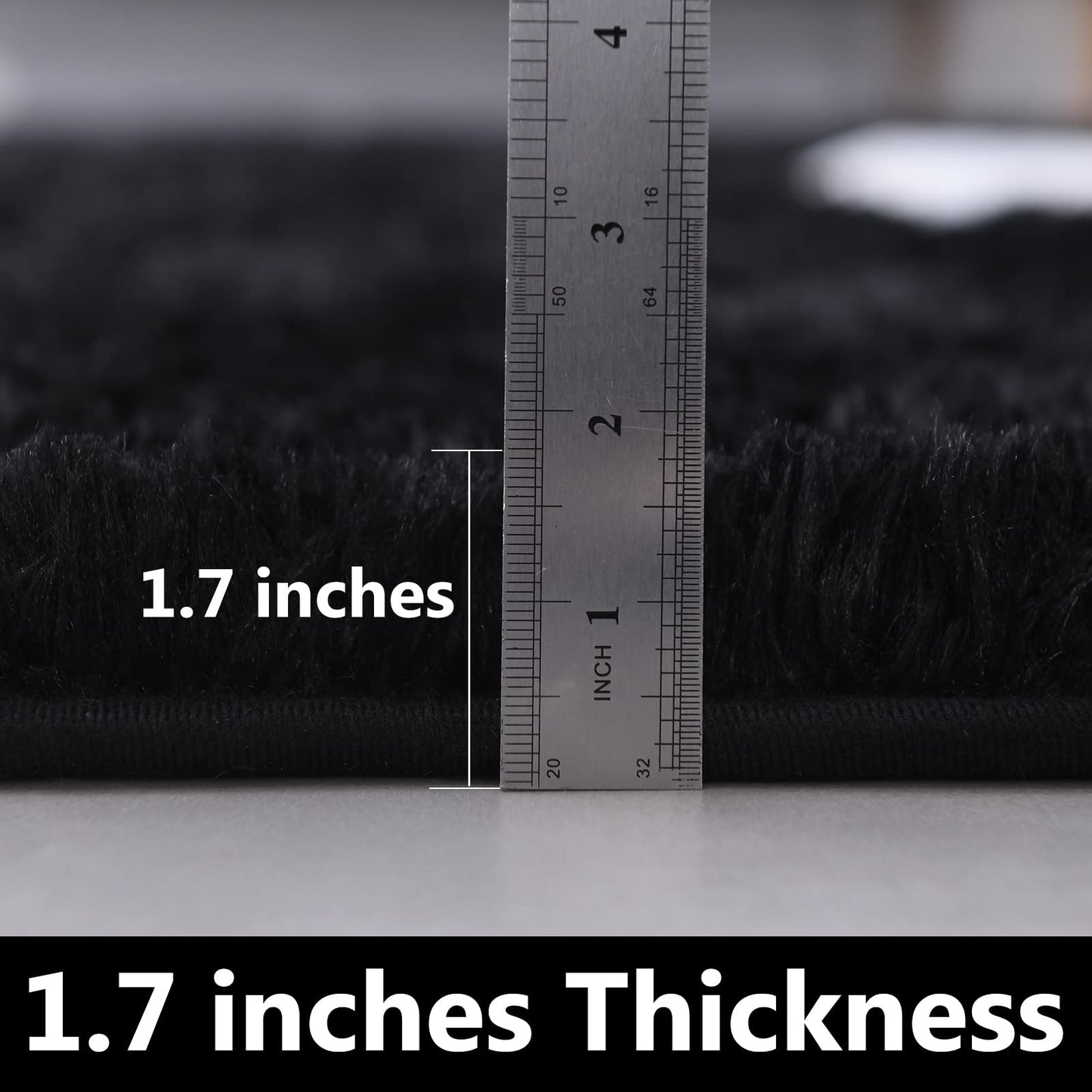 FJZFING Black Round Rug Ultra-Soft Plush Modern 6x6 Circle Area Rug for Kid's Bedroom, Fluffy Shag Circular Rug for Nursery Room, Non-Slip Home Decor Cute Black Carpet for Teen's Room