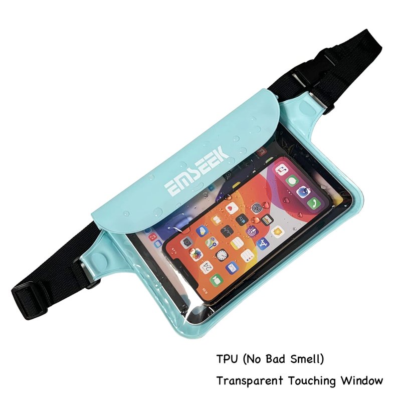 EMSEEK Waterproof Waist Pouch Dry Belt Bag Fanny Pack Keep Your Key Fob Wallet Kindle Phone Dry Perfect For Swim Surf Snorkel(Light Green)