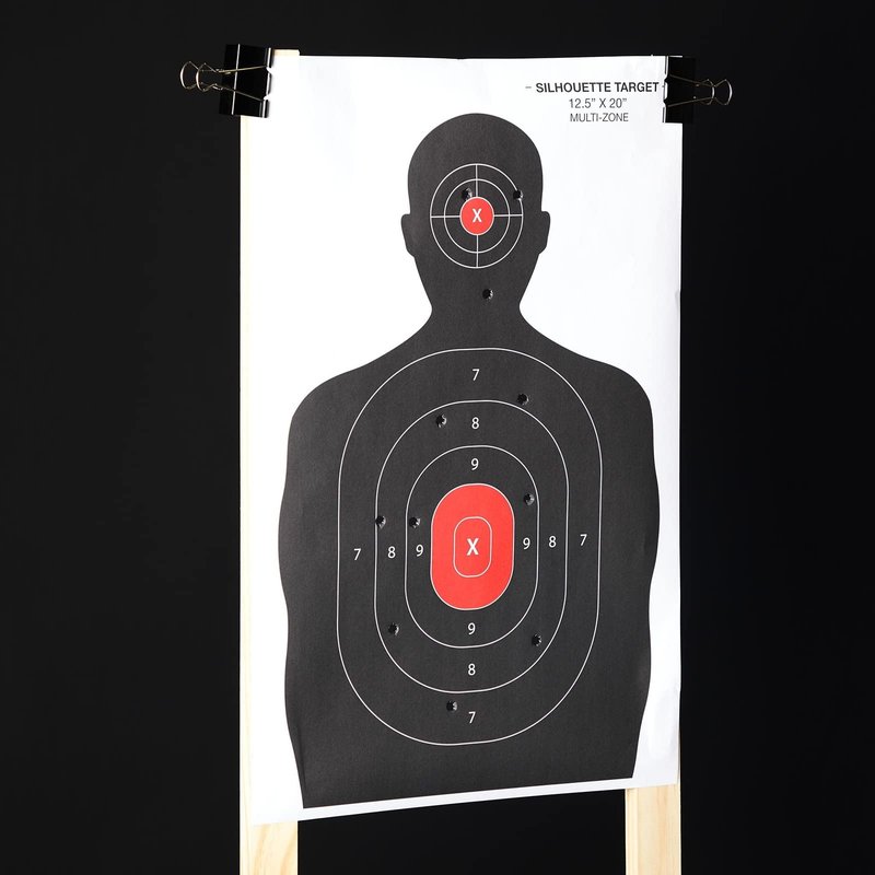 Juvale Paper Shooting Targets for Shooting Range - 50 Pack, 14 x 22 in, Silhouette & Red Bullseye - Pistol Targets